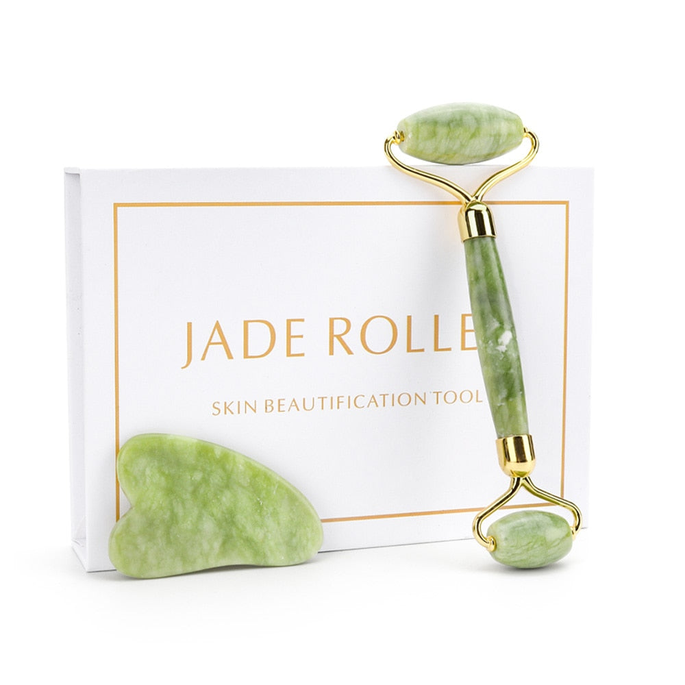 Jade Roller & Gua Sha Facial Massager for Face and Body