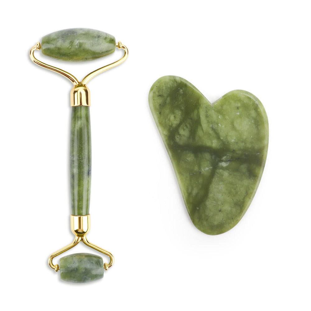 Jade Roller & Gua Sha Facial Massager for Face and Body