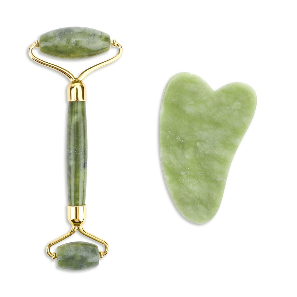 Jade Roller & Gua Sha Facial Massager for Face and Body